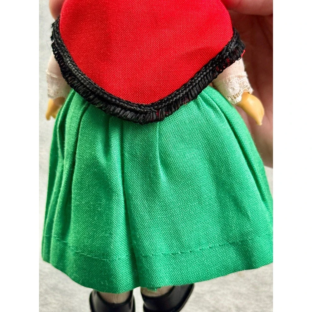 Vintage 7 Inch Folk Costume Souvenir Doll Blonde Braids Sleep Eyes Hong Kong
